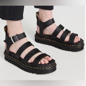 Dr. MARTENS Blaire Leather Gladiator Ankle Strap with Buckle Sandals Size 8.
